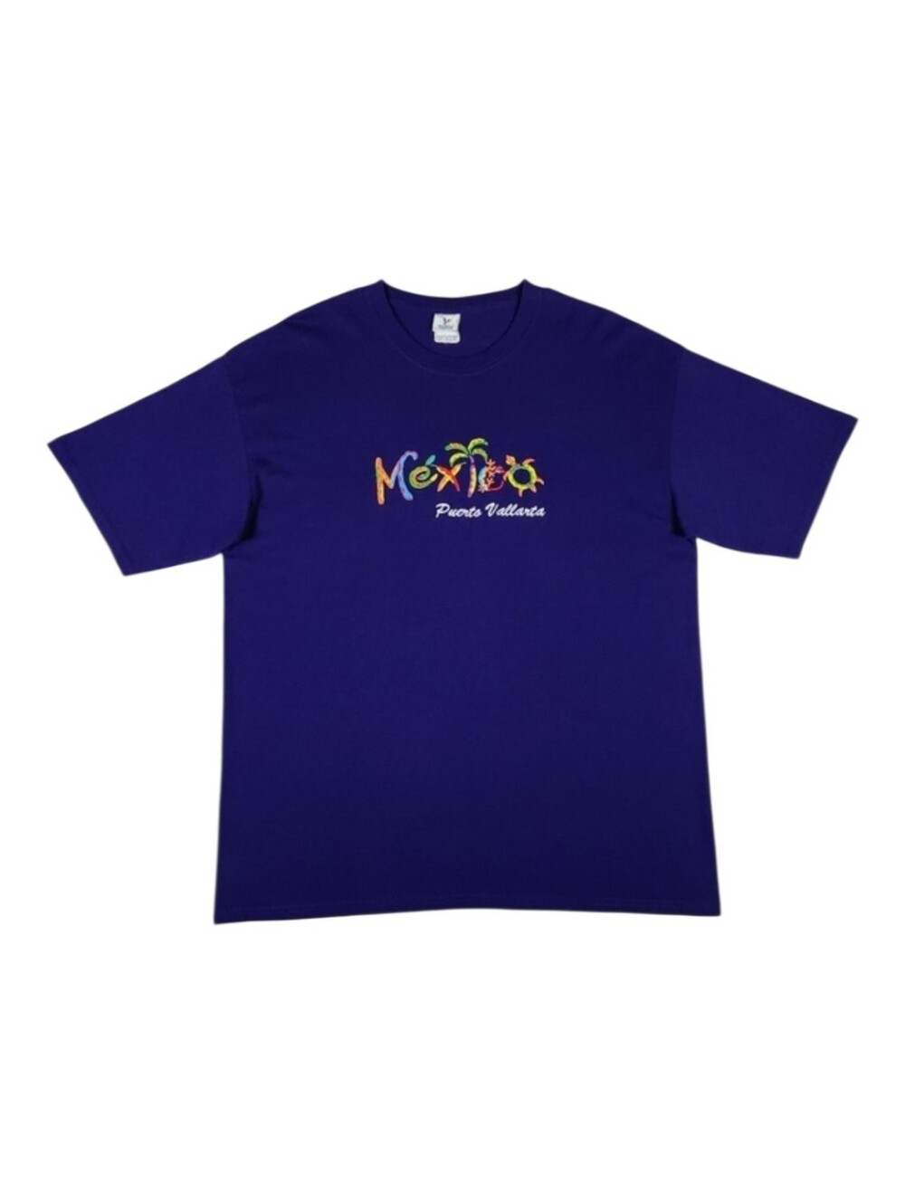 Y2K PUERTO VALLARTA MEXICO Vacation Souvenir Embroidered Tee Purple XL Travel